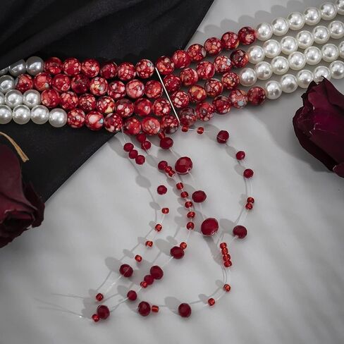 Blood Pearl Necklace for Women Blood Necklace Vampire Costume Jewelry Dripping Bloody Choker Necklaces Pearl Choker Halloween Party Costume in Saudi Arabia