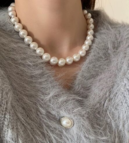 ONLYJUMP 8mm Luxval Pearl Necklaces Choker for Women Pearl Choker Necklace Strands Short Tiny Adjustable Chain Handmade Vintage Jewelry in Saudi Arabia