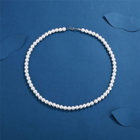 ONLYJUMP 8mm Luxval Pearl Necklaces Choker for Women Pearl Choker Necklace Strands Short Tiny Adjustable Chain Handmade Vintage Jewelry in Saudi Arabia