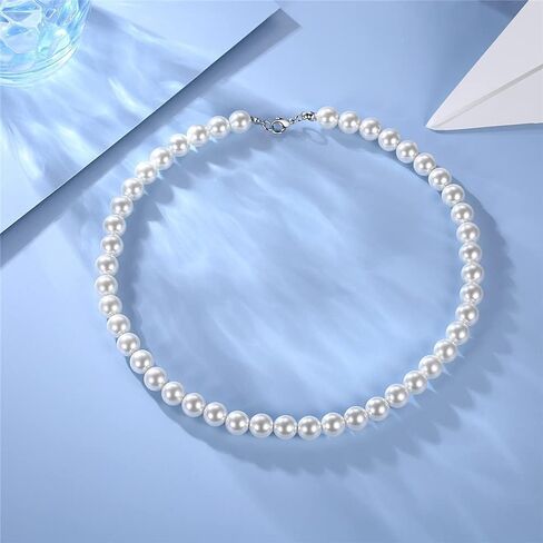 ONLYJUMP 8mm Luxval Pearl Necklaces Choker for Women Pearl Choker Necklace Strands Short Tiny Adjustable Chain Handmade Vintage Jewelry in Saudi Arabia