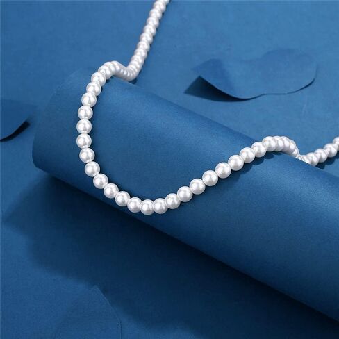 ONLYJUMP 8mm Luxval Pearl Necklaces Choker for Women Pearl Choker Necklace Strands Short Tiny Adjustable Chain Handmade Vintage Jewelry in Saudi Arabia