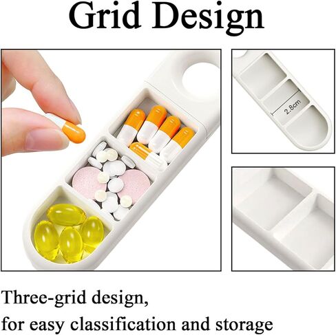 Cute Pill Organizer, Small Size Pill Case, Compact Portable Daily Medicine Box for Vitamins, Medications, Fish Oils, Supplements, Capsules, 3 Compartment Perfect for Pocket Purse Bag, Orange in Kuwait
