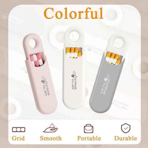 Cute Pill Organizer, Small Size Pill Case, Compact Portable Daily Medicine Box for Vitamins, Medications, Fish Oils, Supplements, Capsules, 3 Compartment Perfect for Pocket Purse Bag, Orange in Kuwait