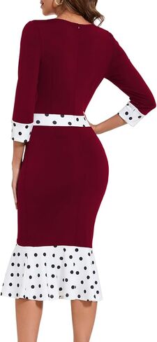 فستان HugeNice للسيدات للعمل متوسط ​​الطول أنيق بقصة ذيل السمكة، فساتين رسمية لحفلات الزفاف في الكنيسة in Kuwait