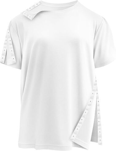 Shoulder Recovery Shirts Unisex-Post Shoulder of Short Sleeves with Hidden Snap Buttons on Sides in Saudi Arabia