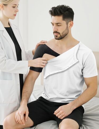 Shoulder Recovery Shirts Unisex-Post Shoulder of Short Sleeves with Hidden Snap Buttons on Sides in Saudi Arabia