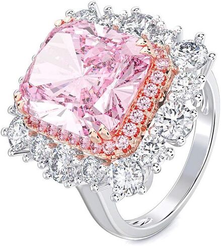 خواتم خطوبة المرأة الفضية الاسترليني ، 8CT متقطعة خاتم مويسانيت الوردي مع 10 × 12 مم ، هدية زفاف جميلة للزوجة in Kuwait