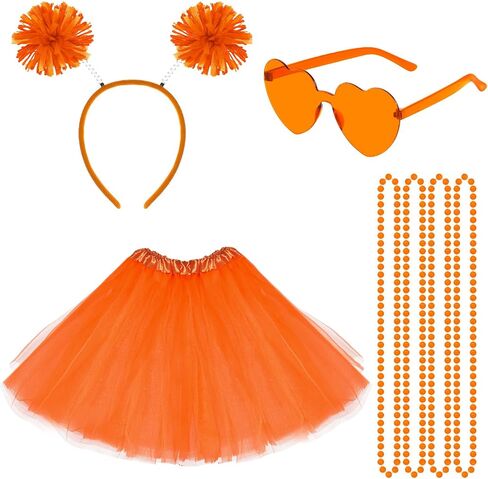 80s Tutu Costume Accessories for Women Tutu Skirt Heart Sunglasses Pom Pom Headband Necklace for Halloween Mardi Gras Party in Saudi Arabia