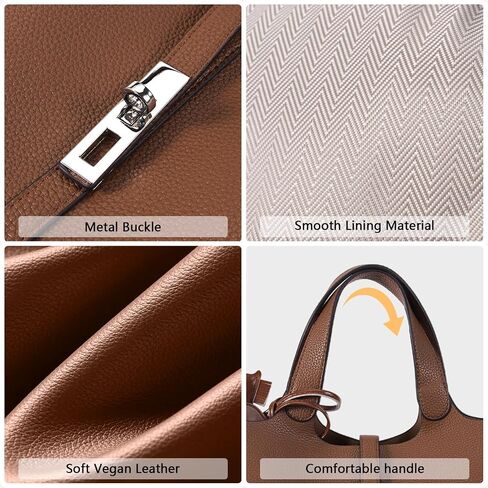 Tote Bag for Women Vegan Leather Bucket Purse for Women Top Handle Handbag Shoulder Bag with Detachable Small Purse in Kuwait