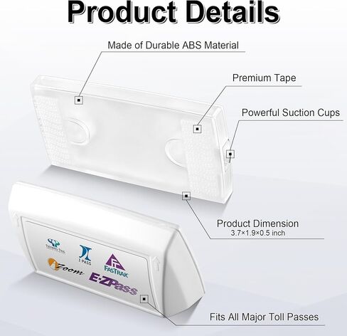 JUSTTOP EZ Pass Holder with Powerful Suction Cups for Windshield,Secure Your Toll Pass with Our EZ Pass Holder for Windshield,Only Fits EZ Pass Mini/Ipass,Clear,1 Pack in Saudi Arabia