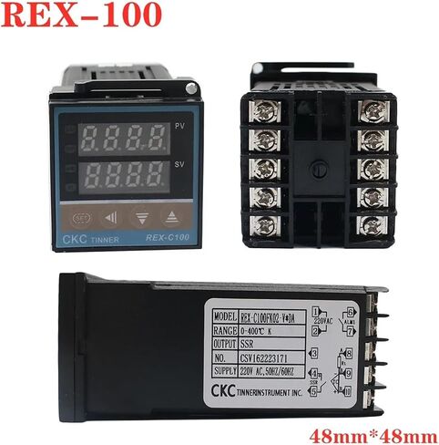 وحدة التحكم في درجة حرارة PID الرقمية REX-C100 من 0 إلى 999 درجة 240V ترموستات REX-C100 مع إخراج حالة التتابع/الصلبة (إخراج الترحيل) in Saudi Arabia