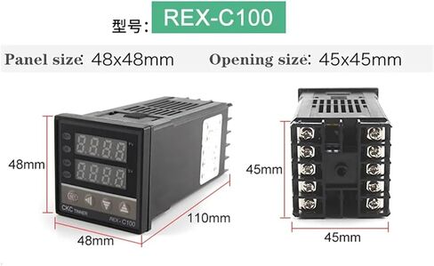 وحدة التحكم في درجة حرارة PID الرقمية REX-C100 من 0 إلى 999 درجة 240V ترموستات REX-C100 مع إخراج حالة التتابع/الصلبة (إخراج الترحيل) in Saudi Arabia