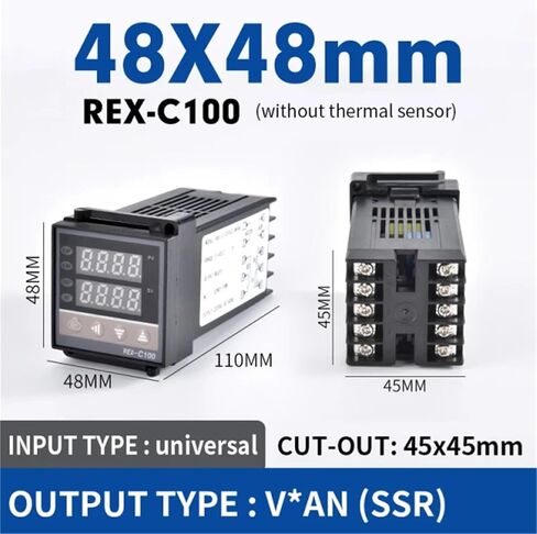 REX-C100 110V إلى 240 فولت 0 إلى 1300 درجة مجموعات تحكم درجة حرارة PID الرقمية مع مستشعر مسبار نوع K (إخراج التتابع) in Saudi Arabia