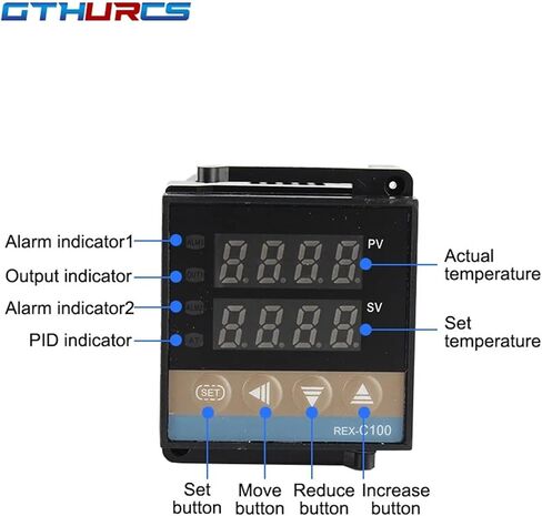 REX-C100 110V إلى 240 فولت 0 إلى 1300 درجة مجموعات تحكم درجة حرارة PID الرقمية مع مستشعر مسبار نوع K (إخراج التتابع) in Saudi Arabia