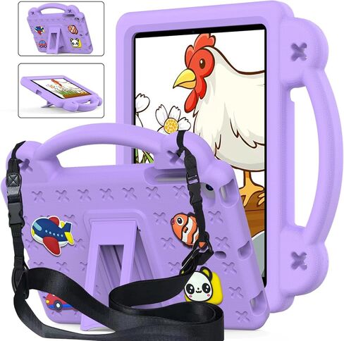 حافظة تابلت لهاتف هواوي ميديا ​​باد T5 10.1/لينوفو تاب M10/لينوفو تاب P10، حافظة واقية عالمية خفيفة الوزن مضادة للصدمات مع حزام كتف ومقبض حامل - أرجواني فاتح in Kuwait