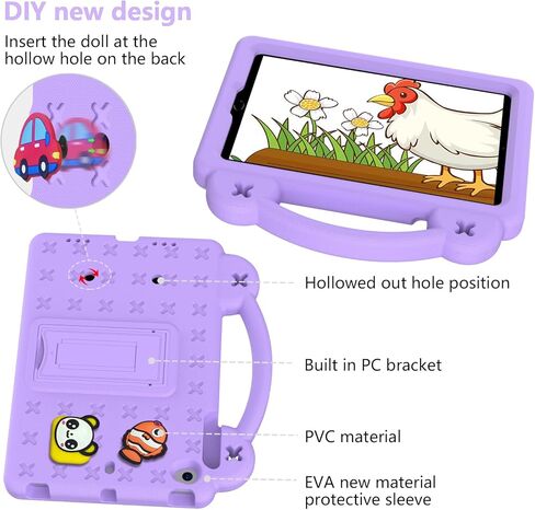 حافظة تابلت لهاتف هواوي ميديا ​​باد T5 10.1/لينوفو تاب M10/لينوفو تاب P10، حافظة واقية عالمية خفيفة الوزن مضادة للصدمات مع حزام كتف ومقبض حامل - أرجواني فاتح in Kuwait