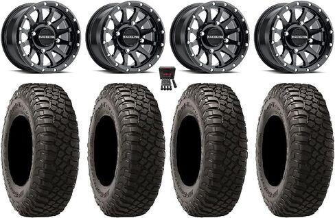 حزمة - 9 عناصر: Raceline Trophy 14 "Black Wheels 28" BFG KM3 TIRES [4X156 BOLT PANDY 3/8X24 LUG KIT] in Saudi Arabia