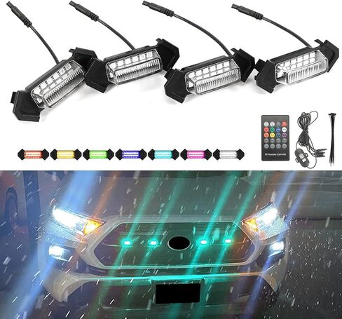 ROCCS RGB GRILL LED LID 4 PCS متوافقة مع Toyota Tacoma 2016-2023 TRD PRO OEM فقط ، عدسة LED الأمامية Raptor LED مع التعليمات ، التطبيق/التحكم عن بُعد 20 ألوان مخصصة in Saudi Arabia