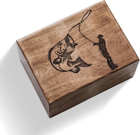 Cremation Urns for Human Ashes - Fishing Wooden Box and Casket for Men, Women and Child Ashes - Funeral Memorial Burial Urn for Cat Dog Pet Ashes - Large (200 Cu/in) in Kuwait