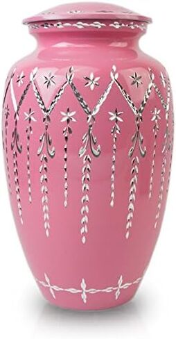 جرة حرق سقوط سقوط إكليل للرماد - كبير - يحمل ما يصل إلى 200 بوصة مكعبة من الرماد - الجرار المعدنية الوردي للرماد in Kuwait