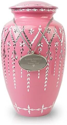 جرة حرق سقوط سقوط إكليل للرماد - كبير - يحمل ما يصل إلى 200 بوصة مكعبة من الرماد - الجرار المعدنية الوردي للرماد in Kuwait