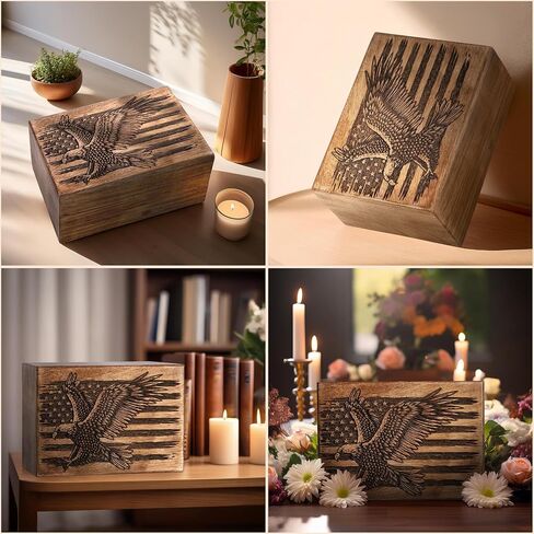Cremation Urns for Human Ashes - Fishing Wooden Box and Casket for Men, Women and Child Ashes - Funeral Memorial Burial Urn for Cat Dog Pet Ashes - Large (200 Cu/in) in Kuwait