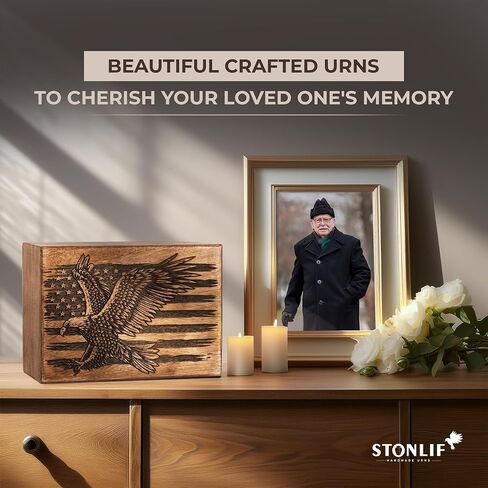 Cremation Urns for Human Ashes - Fishing Wooden Box and Casket for Men, Women and Child Ashes - Funeral Memorial Burial Urn for Cat Dog Pet Ashes - Large (200 Cu/in) in Kuwait