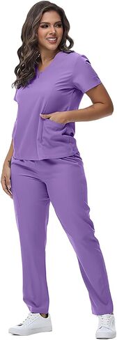 Medical Uniform Stretch V-Neck Scrub Top & Jogger Pant with Pockets,Scrubs for Set, Unisex Workwear in Saudi Arabia