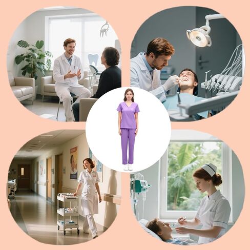 Medical Uniform Stretch V-Neck Scrub Top & Jogger Pant with Pockets,Scrubs for Set, Unisex Workwear in Saudi Arabia