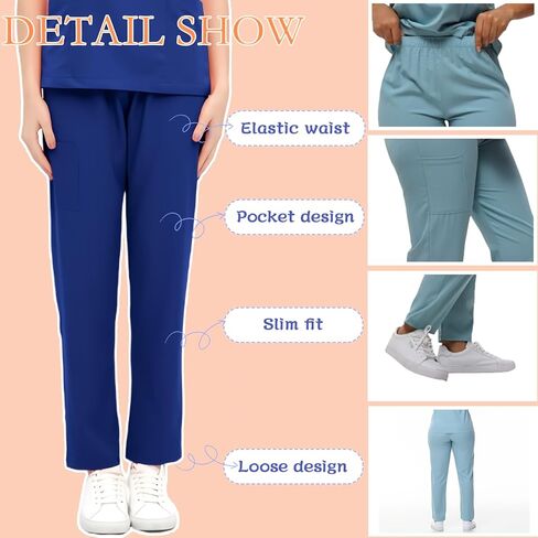موحدة طبية امتداد V-neck Scrub Top & Jogger Pant مع جيوب ، فرك لتجميع ، ملابس عمل للجنسين in Kuwait