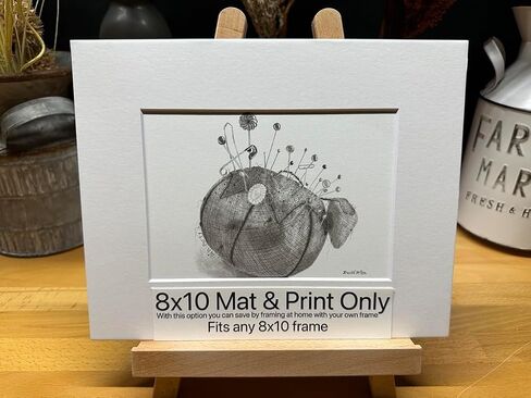 Pincushion Sewing Room Decor Pin Cushion Graphite Pencil Art Sketch Drawing Print Picture Limited Edition ~ Titled 'Pin Party' by David Allen (8x10 Black Frame & Print) in Saudi Arabia