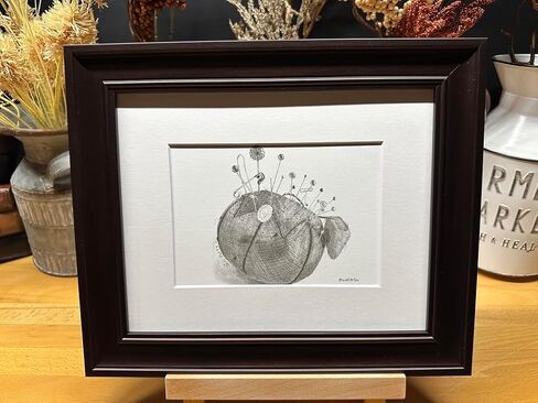Pincushion Sewing Room Decor Pin Cushion Graphite Pencil Art Sketch Drawing Print Picture Limited Edition ~ Titled 'Pin Party' by David Allen (8x10 Black Frame & Print) in Saudi Arabia