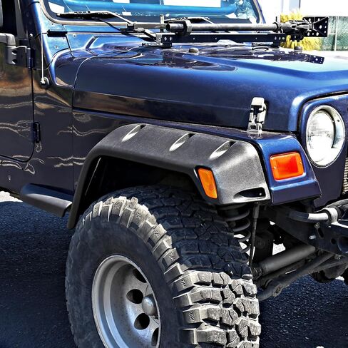 توليف المواصفات D 6pc الأمامية + الخلفية الأسود 7 "العجلة العريضة Fender Flares Kit متوافق مع 1997-2006 Jeep Wranger TJ in Saudi Arabia