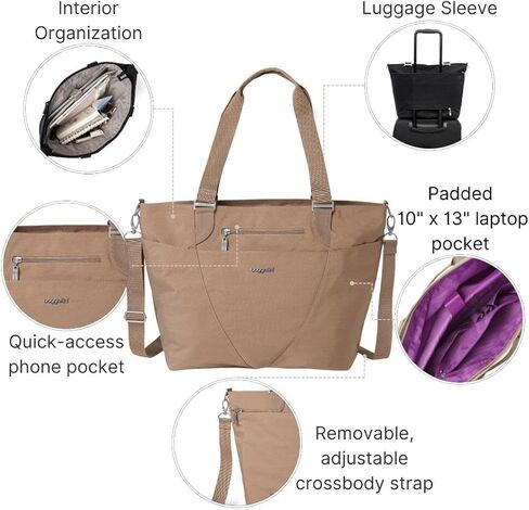 Baggallini Avenue Tote - 12x18 BAPTOP TOTE BAG للنساء - العمل خفيف الوزن حمل على حقيبة in Kuwait
