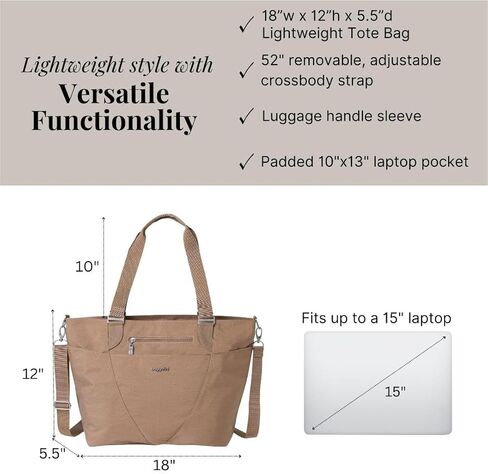 Baggallini Avenue Tote - 12x18 BAPTOP TOTE BAG للنساء - العمل خفيف الوزن حمل على حقيبة in Kuwait