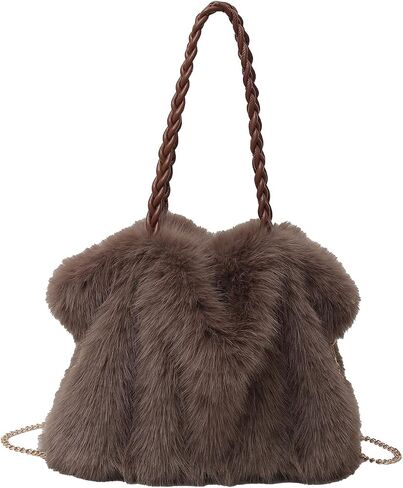 Furry Purse Winter Fluffy Bags for Women Fuzzy Tote Bag Handbags Faux Fur Bag Fluffy Shoulder Crossbody Bag in Kuwait