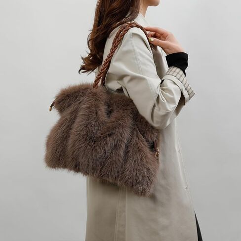 Furry Purse Winter Fluffy Bags for Women Fuzzy Tote Bag Handbags Faux Fur Bag Fluffy Shoulder Crossbody Bag in Kuwait