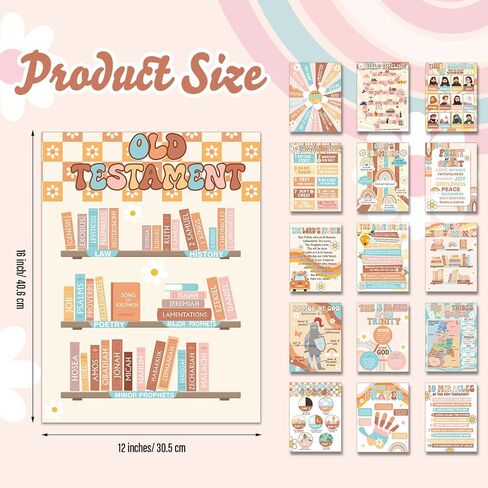 Bible Posters for Classroom Sunday School Wall Decor Greenery Christian Bible Verse Poster Ten Commandments Poster Set Religious Scripture Bulletin Board for School Christian Scripture Decor in Saudi Arabia