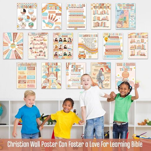 Bible Posters for Classroom Sunday School Wall Decor Greenery Christian Bible Verse Poster Ten Commandments Poster Set Religious Scripture Bulletin Board for School Christian Scripture Decor in Saudi Arabia