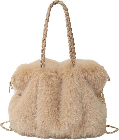 Furry Purse Winter Fluffy Bags for Women Fuzzy Tote Bag Handbags Faux Fur Bag Fluffy Shoulder Crossbody Bag in Kuwait
