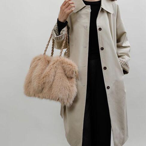 Furry Purse Winter Fluffy Bags for Women Fuzzy Tote Bag Handbags Faux Fur Bag Fluffy Shoulder Crossbody Bag in Kuwait