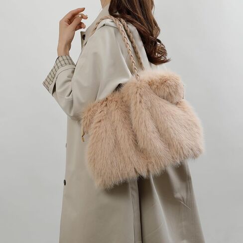 Furry Purse Winter Fluffy Bags for Women Fuzzy Tote Bag Handbags Faux Fur Bag Fluffy Shoulder Crossbody Bag in Kuwait