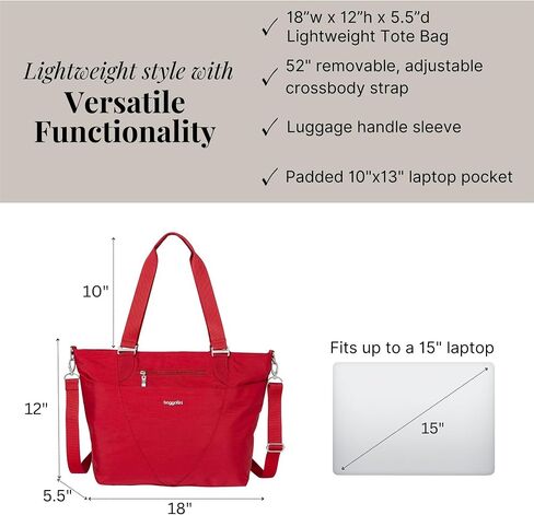 Baggallini Avenue Tote - 12x18 BAPTOP TOTE BAG للنساء - العمل خفيف الوزن حمل على حقيبة in Saudi Arabia