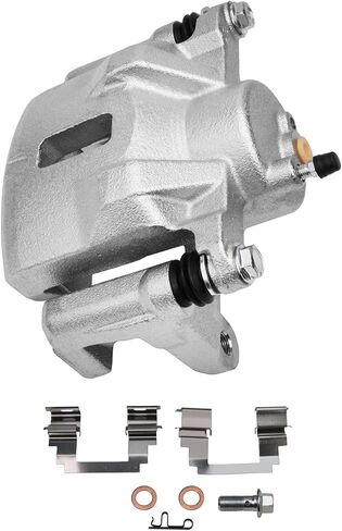 Detroit Axle - الفرجار الأمامية للفرامل لعام 2003-2008 Toyota Corolla Matrix Pontiac Vibe 2004 2005 2006 2007 قرص فرامل الفرجار W/Bracket Placement [Piston Metal Only Option] in Kuwait