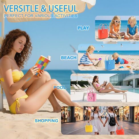 حقيبة حمل مطاطية حقيبة شاطئية صغيرة مقاومة للماء حقيبة قابلة للغسل حقيبة سفر محمولة حقيبة يد مفتوحة للفتيات/الأطفال in Kuwait