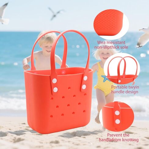 حقيبة حمل مطاطية حقيبة شاطئية صغيرة مقاومة للماء حقيبة قابلة للغسل حقيبة سفر محمولة حقيبة يد مفتوحة للفتيات/الأطفال in Kuwait