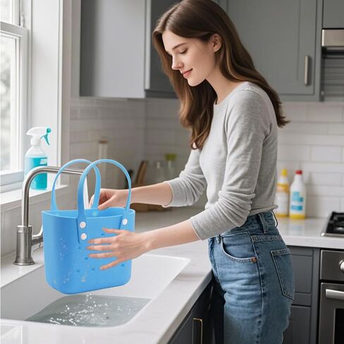 حقيبة حمل مطاطية حقيبة شاطئية صغيرة مقاومة للماء حقيبة قابلة للغسل حقيبة سفر محمولة حقيبة يد مفتوحة للفتيات/الأطفال in Kuwait