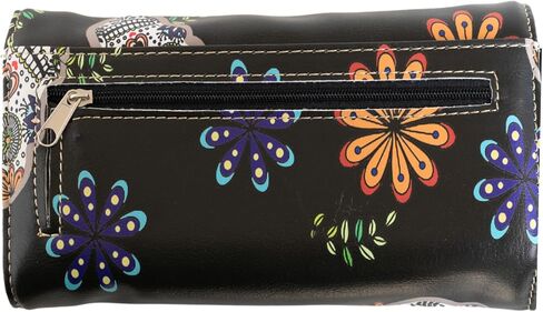 Briomhar Sugar Skull Wothic Wort for Women - Day of the Dead Western Leather Wallet (Black) in Kuwait