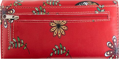 Briomhar Sugar Skull Gothic Wallet for Women - Day of the Dead Western Leather Wallet (Black) in Kuwait