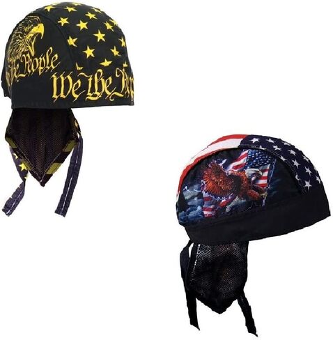 الكثير أو مجموعة من 2 USA American Eagle و Flag National و We The People Eagle America Head Wrap Durag Skull Cap Biker Doo Rag Multicolored in Saudi Arabia